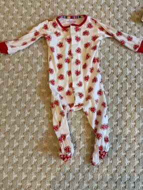 Magnetic Me White Footed One-Piece with Red Heart Print
